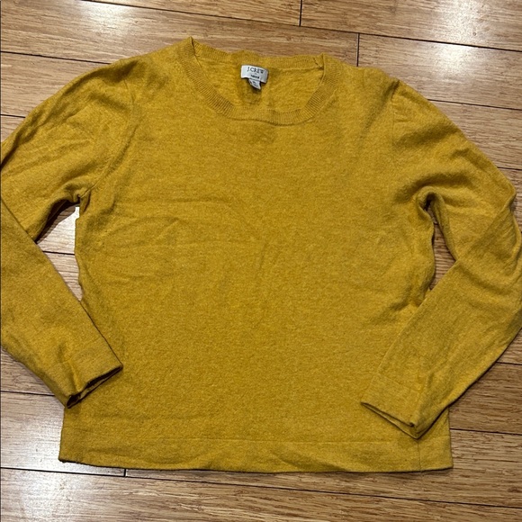 J. Crew Women's Mustard Crewneck Teddie Sweater Wool-Cotton Blend - Picture 1 of 4